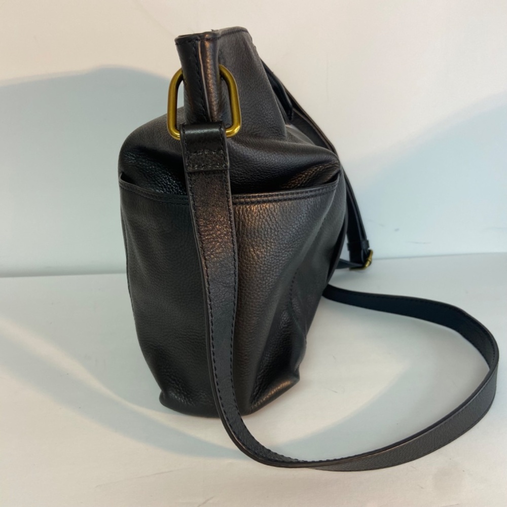 Fossil Crossbody Hobo Messenger Bag - Black Leather - Picture 6 of 14